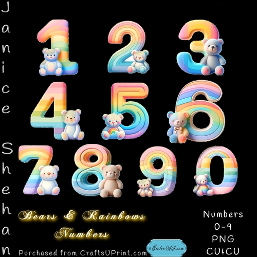 BEARS AND RAINBOW FANCY BIRTHDAY NUMBERS NUMERALS
