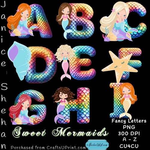 SWEET MERMAIDS ALPHABET, ABC, LETTERS, 