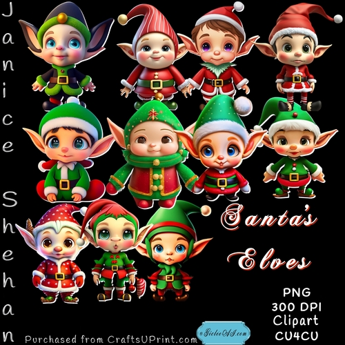 CHRISTMAS ELVES, SANTA, PNG CLIPART