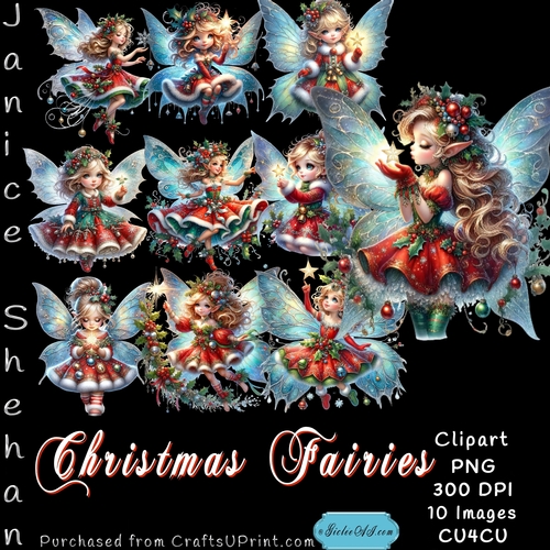 10 CHRISTMAS FARIES CLIPART PNG