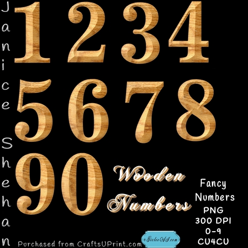 10 WOODEN NUMBER CLIPART PNG