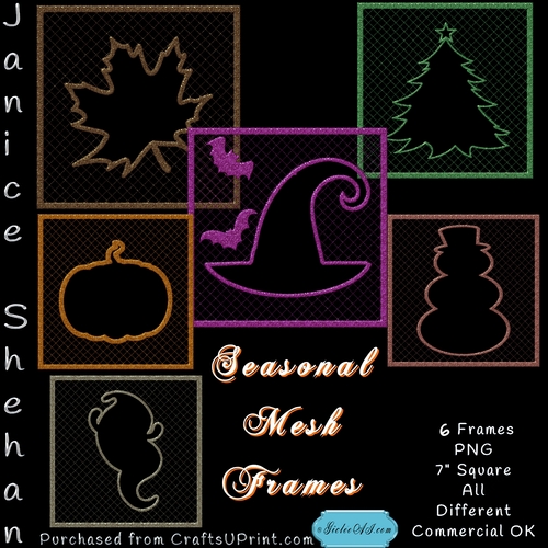 6 SEASONAL MESH FRAMES CLIPART PNG