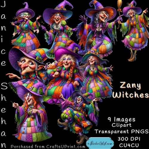 HALLOWEEN ZANY WITCHES COLORFUL AND NOT SCARY