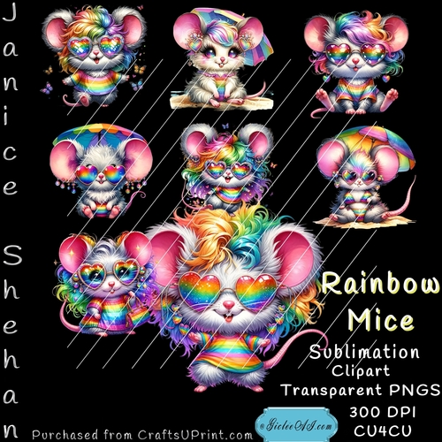 RAINBOW MICE, SUBLIMATION, PNG, CU4CU, 