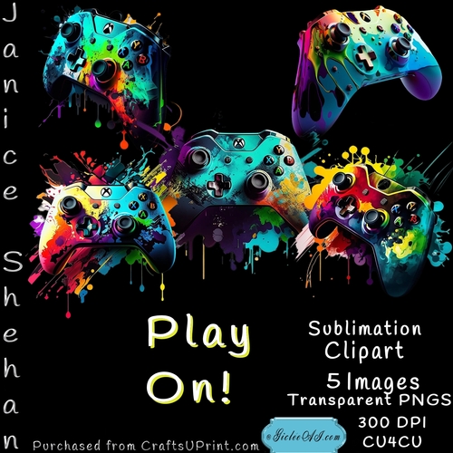 PLAY ON! COMPUTER GAME CONTROLLERS CLIPART RAINBOW MULTI COLOR