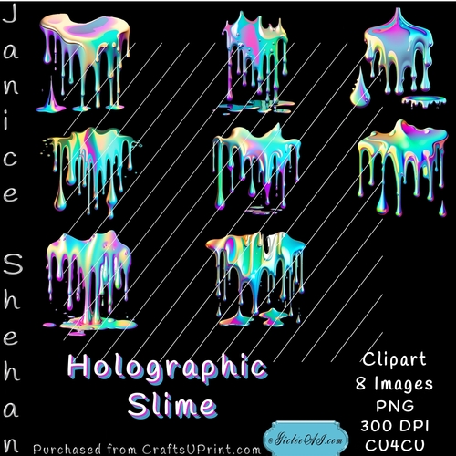 HOLOGRAPHIC, SLIME, DRIPS, CLIPART RAINBOW MULTI COLOR