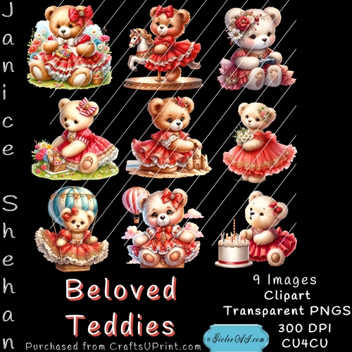 BELOVED TEDDIES. TEDDY BEAR, GIRL, 9 PNG, CLIPART  MULTI COLOR