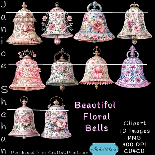BEAUTIFUL FLORAL BELLS WEDDING CLIPART PNG