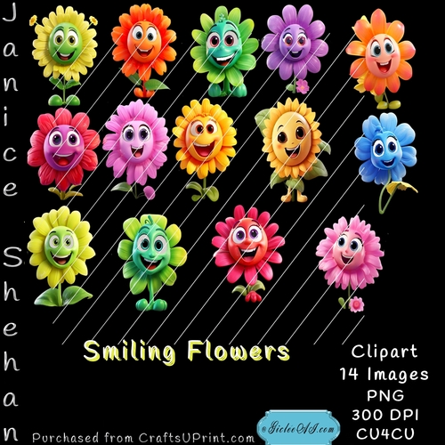 FUNNY FLOWERS, FLOWER, CLIP ART,  CLIPART, PNG