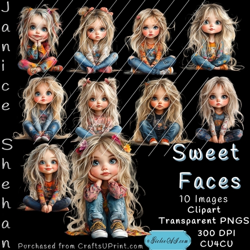 SWEET GIRL FACES, ADORABLE CLIP ART,  CLIPART, PNG