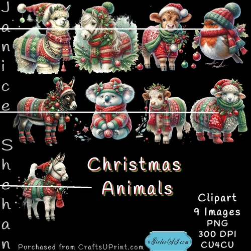 PRINTABLE CHRISTMAS ANIMALS PNG CLIPART