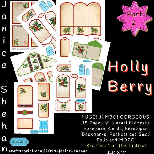 JUNK JOURNALS, SCRAPBOOKING, CHRISTMAS, HOLLY, Ephemera, PART 2