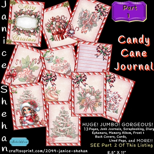 JUNK JOURNALS, SCRAPBOOKING, CHRISTMAS, CANDY CANES, Ephemera,