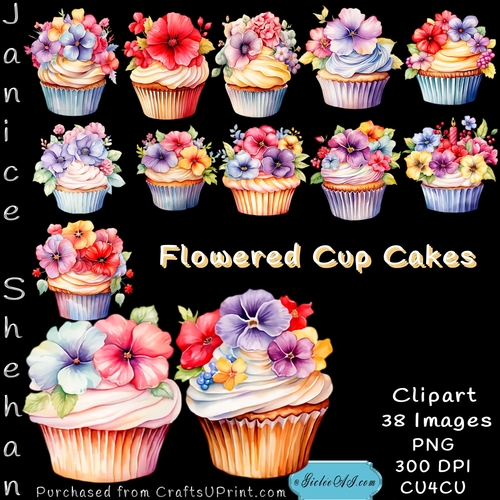 FLOWERED CUP CAKES BIRTHDAY CLIPART 38 PNG IMAGES FLOWERS