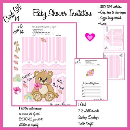 3D Baby Girl Shower Invitation