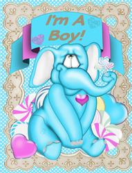 Blue Elephant Shower Invitation Topper