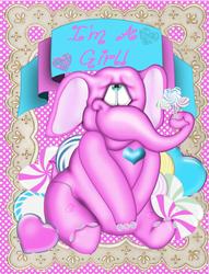 Pink Elephant Baby Shower Invitation Topper