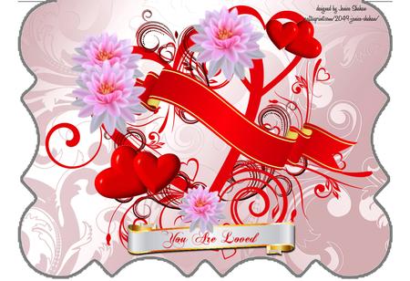 Valentine 3D Card Red and Gold Decoupage