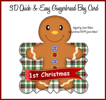 3D First Christmas Card Gingerbread Boy