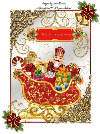 Golden Santa Sleigh with Goodies Card