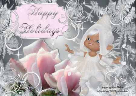 Birthday Christmas Pink Ice Roses Elf