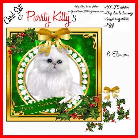 Christmas Cat Decoupage Kitten Kitty