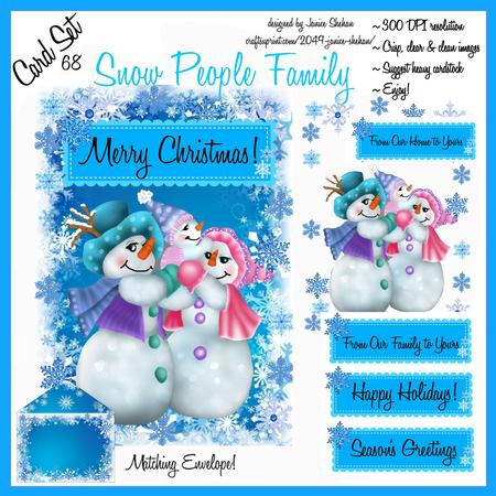 Big Snowman Family Decoupage Card Kit