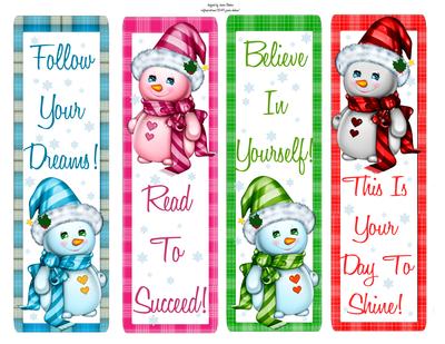 Christmas Snowmen Bookmarks Book Marks Plaid Tartan