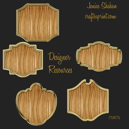 Oak Wood and Gold Masculine Frames Mats