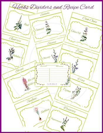 Botanical Recipe Cards and Dividers Set