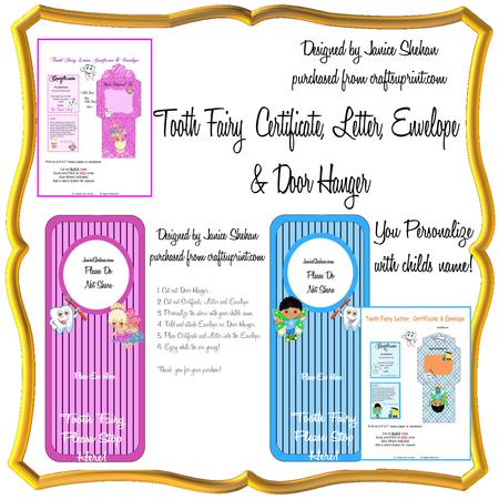 Tooth Fairy Certificate, Letter, Door Hanger, Envelope Boys