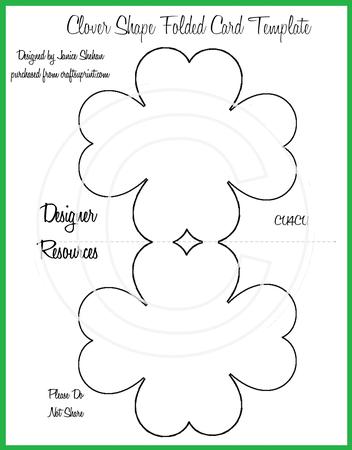 Clover Shamrock St Patrick Folded Shaped Card Template