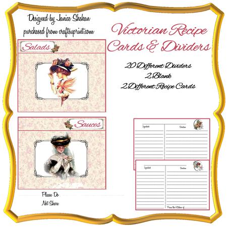 Victorian Recipe Cards and Dividers Set Kit