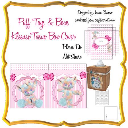 Puffy Toys & Bows Girl Baby Tissue Box Cover