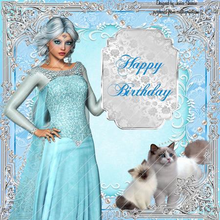 Cats & Ice Queen Birthday Card and Decoupage