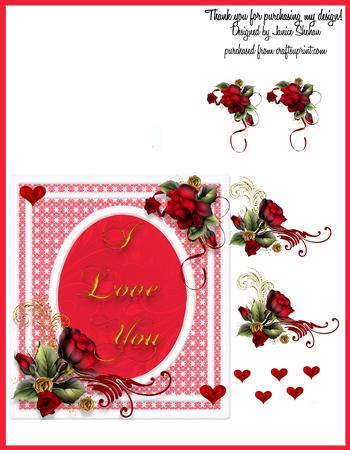 Valentine's Day Red Roses, Hearts and Lace