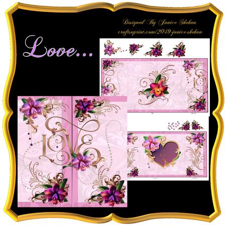 Romantic Orchids of Love Gate Fold Decoupage Card