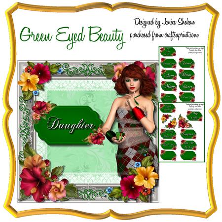 Green Eyed Beauty Decoupage Card