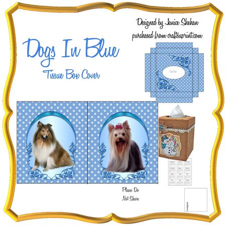 Dogs on Blue Tissue Box Cover