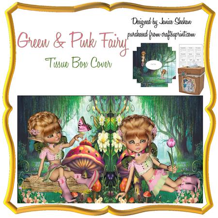 Pink & Green Faery Fairy Kleenex Tissue Box Cover