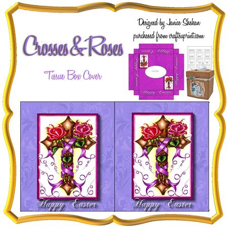 Easter Crosses & Roses Kleenex Tissue Box Cover Holder