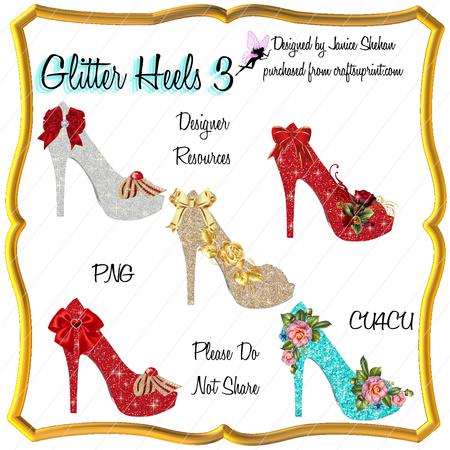Glitter Heels 3 Scrapbook Cards Clipart Clip Art