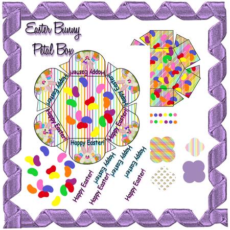 Easter Bunny Boy Girl Petal Hexagonal Gift Box Decoupage