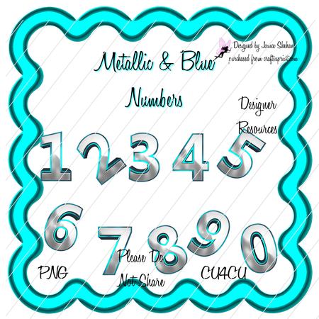 Metallic Blue Numbers Png Scrapbooking Clipart