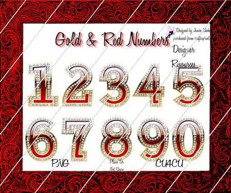 Red & Gold Numbers Png Scrapbooking Clipart