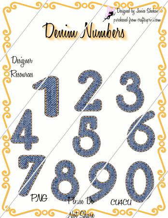 Denim Numbers Png Scrapbooking Clipart