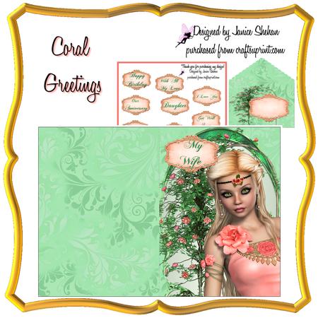 Coral Greetings Decoupage Card