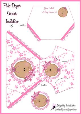 Ethnic African Baby Girl Diaper Invitation and Decoupage