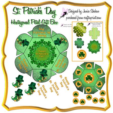 St Patrick's Hexagon Petal Gift Decoupage Box