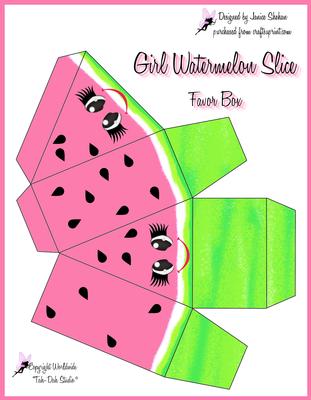Girl Watermelon Slice Favor Gift Box